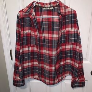 Chloe K plaid Flannel Shirt - Red/Navy - Size M